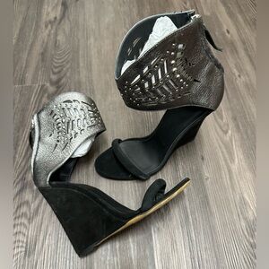 NWT Iro Suede & Leather Studded Wedge Heels